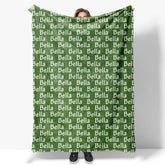 Lofaris Army Green White Repeated Personalized Name Blanket